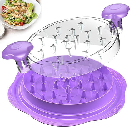 SURETIVIAN Chicken Shredder Tool Twist Large Chicken Breast Shredder with Brush&Fork, Visible Meat Shredder Machine, Anti-Slip Strip, Ergonomic Handle, BPA Free, Suitable for Pork Beef Chicken(Purple)
