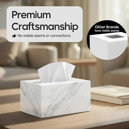 Tissue Box Cover Rectangle - Tissue Box Holder Rectangular - Compatible with Kleenex - Acrylic Marble Bathroom Accessories Decor