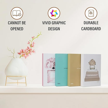Blush Large | 4 PCS Faux Decorative Books for Home Decor | Not Real Books (Cardboard Boxes) | Coffee Table, Bookshelf & Shelf Styling Display Props for Living Room, Office