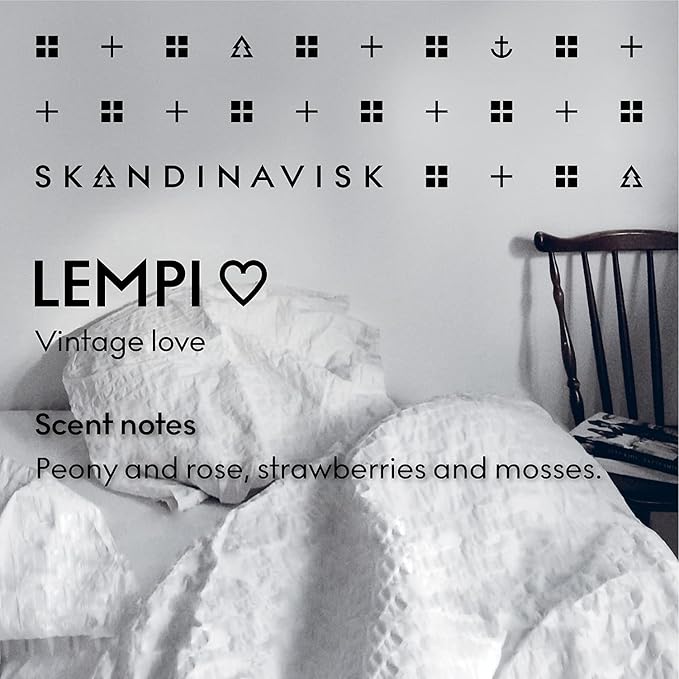 Skandinavisk LEMPI 'Love' Scented Candle. Fragrance Notes: Peony and Rose, Strawberries and Mosses. 7.0 oz.