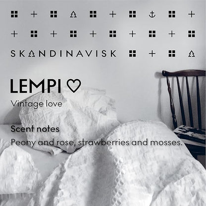 Skandinavisk LEMPI 'Love' Scented Candle. Fragrance Notes: Peony and Rose, Strawberries and Mosses. 7.0 oz.