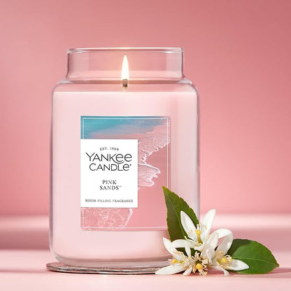 Yankee Candle Pink Sands, Scented Candle, 22oz Large Jar with up to 150 Hour Burn Time, Giftable, Birthdays
