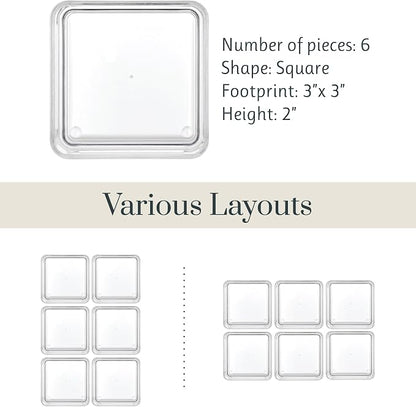 STORi SimpleSort 6-Piece Stackable Clear Drawer Organizer Set | 3" x 3" x 2" Square Trays | Small Makeup Vanity Storage Bins and Office Desk Drawer Dividers | Made in USA