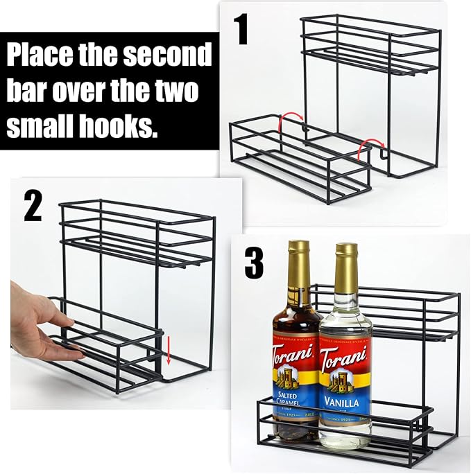 MCSAPIL Coffee Syrup Organizer(6 Bottle Capacity),Coffee Syrup Rack for Coffee Bar,Kitchen.Small Wine Rack for Bar,Family,Storage for Syrup, Wine, Dressing
