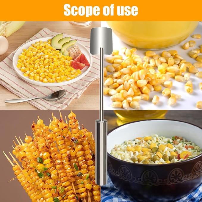 Corn Peeler for Corn on The Cob Stripper Tool, 2025 New Long Handle Stainless Steel Corn Stripper Tool, Quick Corn Kernel Remover Tools for Kitchen Use (2PC)