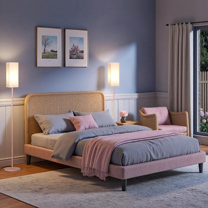 64.6" Floor Lamp, Pole Lamp with Foot Switch, Modern Standing Lamp Shade, Minimalist Freestanding Lamp (Bulb Not Included), for Living Room, Bedroom Office ETL Listed,Pink and Beige PE07LD05
