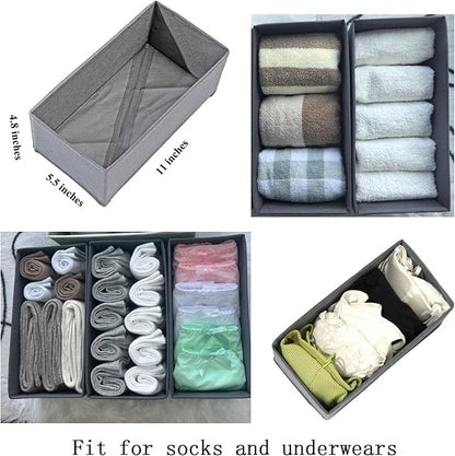 Bructhun Sock Drawer Organizer 9 Pack - Collapsible Fabric Storage Bins for Underwear Divider, Small Closet Organizers with 9 Compartments, Gray