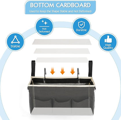 Bedside Storage Caddy/Bedside Hanging Storage Bag for Headboards Bunk Beds Dorm Rooms Book Phone Magazine Holder (New Black)
