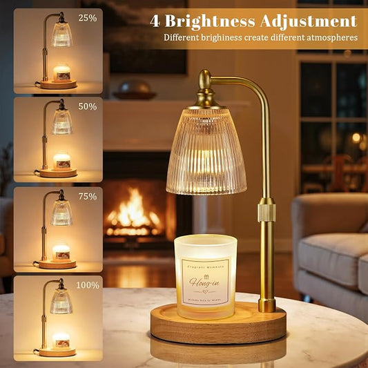 Hong-in Amber Candle Warmer Lamp with Timer Dimmable,Birthday Gifts for Women Sister,House Warming Gifts New Home,Adjustable Height Wax Melt Warmer for Jar Candles,Ideal for Office,Bedroom Home Decor