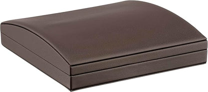 Luxury Dome-Shape Leather Necklace Box - Leather Interior Chain & Necklace Jewelry Gift Box for Men & Women - Necklace Case with Cream Ribbed Fancy Outer Box & Matching Bow Ribbon