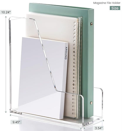 YUXUN Acrylic Magazine File Holder,Clear Desk Organizer File Holder Stand for File/Magazine/Binders/Notebook/Envelopes,Multi-purpose Coloring Comic Book Storage for Home/Office/Classroom Organization