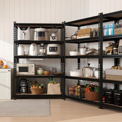 72" H x 36.14" W x 16" D Industrial 5-Shelf Storage-Rack Adjustable Metal Steel Kitchen/Garage Shelving Shelves Standing Utility Unit Organizer System for Pantry/Shed/Closet/Basement, Black