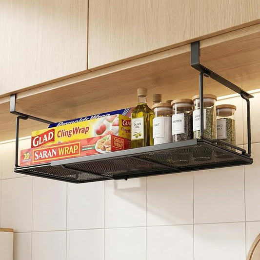Aluminum Foil and Plastic Wrap Organizer, Under Shelf Storage, Foldable and Retractable Pantry Hanging Organizers,Wrapping Paper Holder for Sandwich, Freezer, Ziplock Bag