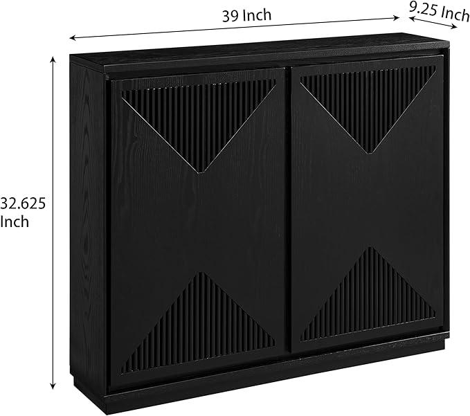 LKTART Buffet Cabinet Sideboard with Storage, Mid Century Modern Credenza with Doors & Shelves, Wood Small Coffee Bar Media Console Table for Kitchen, Living Room, Entryway-Black