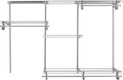 ClosetMaid ShelfTrack Wire Closet Organizer System, Adjustable from 4 to 6 Ft., with Shelves, Clothes Rods, Hardware, Durable Steel, Satin Chrome