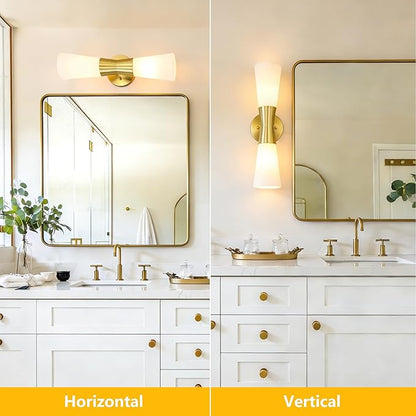 Bathroom Wall Sconce, Modern Indoor Vanity Light Fixtures 17", Up Down Lighting, Wall Mount Lamp for Living Room Bedroom Hallway Stairway Fireplace Mirror E26 Base 1PC White&Gold