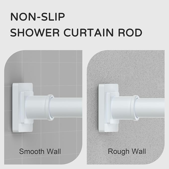 UIOSANRT White Shower Curtain Rod 31-68 Inches Non-Slip Shower Rod Tension Mounted No Drill Shower Curtain Rods Spring Tension Rod Adjustable Tension Curtain Rod for Windows Bathroom