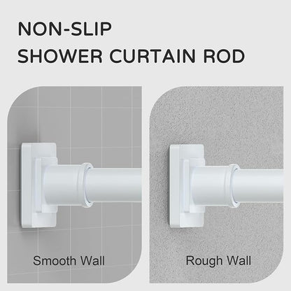 UIOSANRT White Shower Curtain Rod 31-79 Inches Non-Slip Shower Rod Tension Mounted No Drill Shower Curtain Rods Spring Tension Rod Adjustable Tension Curtain Rod for Windows Bathroom
