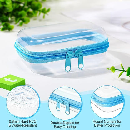 Sanwuta 6 Pcs Clear Hard Zipper Case Plastic Zipper Pouches Transparent Makeup Bag Pencil Case Pouches Toiletry Diaper Bag for Travel Toy Storage Organizer Bins(Colorful,5 x 3 x 2 Inch)