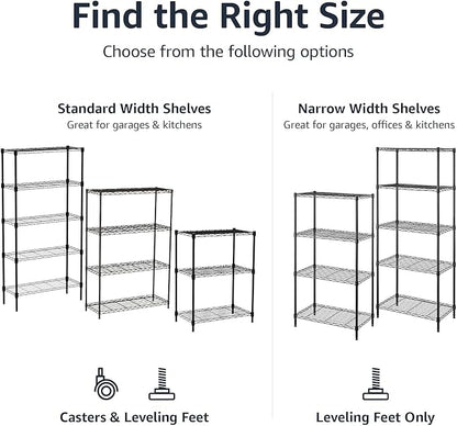Amazon Basics 5-Shelf Adjustable Heavy Duty Steel Wire Storage Shelves for Garage, Kitchen, Easy Assembly, 36" x 14" x 72", Black