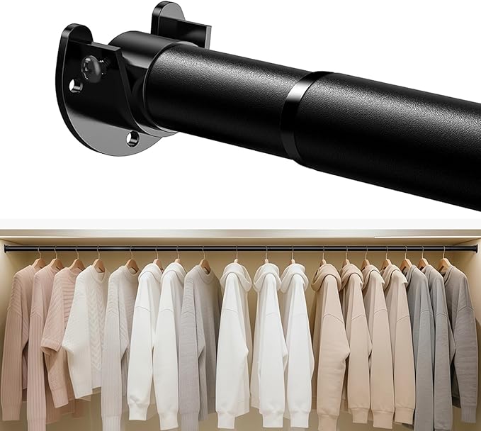 Heavy Duty Closet Rod, 17-99 IN Closet Rods for Hanging Clothes, Black