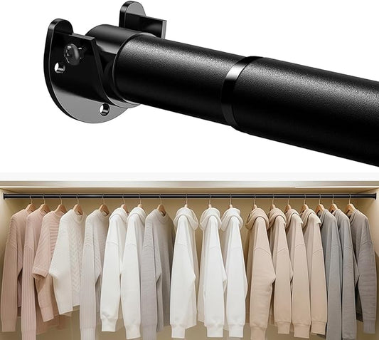 Heavy Duty Closet Rod, 17-99 IN Closet Rods for Hanging Clothes, Black