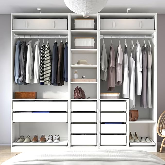 Closet Rod, 17 to 75 Inch Adjustable Closet Rod for Rugged Durability, 1.3 Inch Heavy Duty Closet Rods for Hanging Clothes, Splicing Adjustment, Premium Metal Silver Closet Poles for Wardrobes