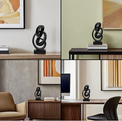 DOVDOV Abstract Black Knot Statue, Geometric Decor, Living Room Coffee Table Bookshelf countertop Black Decor, Office Coffee Table entryway Desktop Decor.