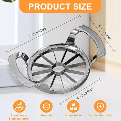 Apple Slicer with 12 Blades Extra Large Heavy Duty Stainless Steel Apple Corer, Dishwasher Safe Easy to Use Sharp Apple Slicer and Corer for Vegetables, Fruit and Pineapple