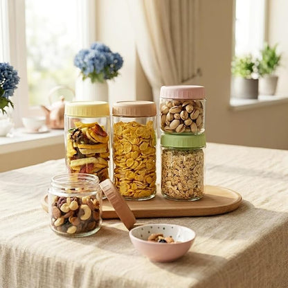 SHOWIN Overnight Oats Containers with Lids, 24oz Glass Jars with Lids 2 pcs, Light Blue, Wide Mouth Mason jars for Salad, Yogurt, Snacks, Meal Prep