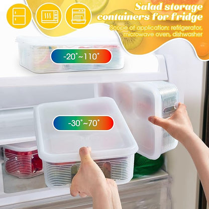 Rtteri 2 Sets Fridge Organizer Divided Serving Tray with Lid Yakumi Pans Seasoning Condiment Container Stackable Refrigerator Organizer with Airtight Lids No Bpa for Veggies, Fruit, Herbs, Spices