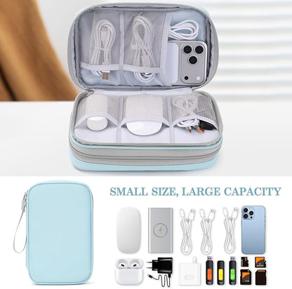 FYY Electronic Organizer, Large Travel Cable Organizer Bag Pouch Electronic Accessories Carry Case Portable Waterproof Double Layers All-in-One Storage Bag for Cable, Cord, Charger, Mint Green