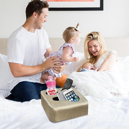 Couch Cup Holder Pillow Tray! Keep Drinks Hand Reach and KeepTemp, Prevent Spills and Use Anywhere. Cup Holder for Couch, Bed, Car, Courtyard, Park, Beach. Pink. Light Khaki