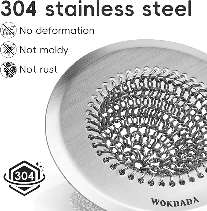 Revolutionary Kitchen Sink Drain Strainer & Sink Stopper/Patented Reversible Kitchen Sink Strainer, Anti-Clogging Sink Strainer Basket, Handmade Kitchen Gadgets, 304 Stainless Steel & Rust-Proof