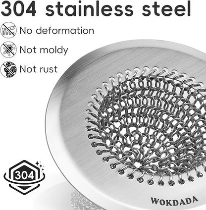 Revolutionary Kitchen Sink Drain Strainer/Patented Reversible Chain Mesh, Effortless Cleaning & Debris Catcher, Large Capacity, Anti-Clog, 304 Stainless Steel & Rust-Proof/Handmade