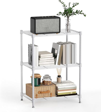 M MZG 450 lbs Wire Storage Shelving 3-Tier Utility Shelving Unit Steel Organizer Wire Rack for Home,Kitchen,Office,White (11.8" D x 17.7" W x 26.4" H)