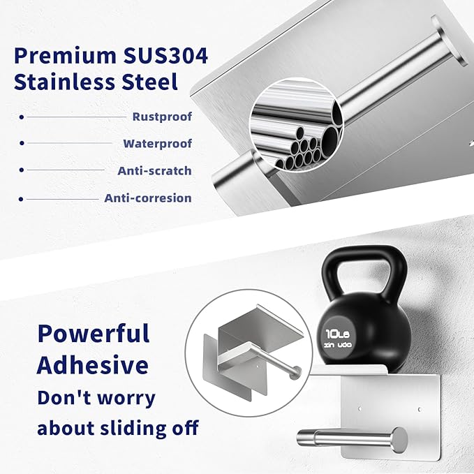 GLNLQ Brushed Nickel Toilet Paper Holder Wall Mount, Fits Mega Rolls Size Sliver Toilet Paper Holder with Shelf, Rustproof Stainless Steel Toilet Paper Roll Holder, Toilet Tissue Holder for Bathroom