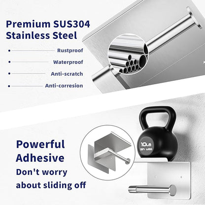 GLNLQ Brushed Nickel Toilet Paper Holder Wall Mount, Fits Mega Rolls Size Sliver Toilet Paper Holder with Shelf, Rustproof Stainless Steel Toilet Paper Roll Holder, Toilet Tissue Holder for Bathroom