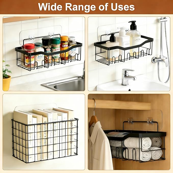 14 Pack Shower Caddy Adhesive Replacement, Waterproof Strong Shower Shelf Adhesive Hooks, No Drilling for Corner Shelf Basket, Bathroom Storage Shelves, Kitchen Racks and Soap Holde (14 Pack)