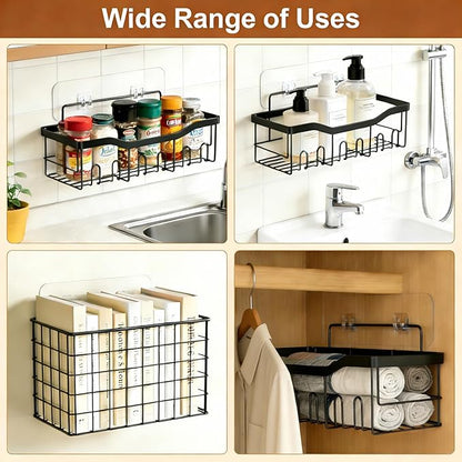 5 Pack Shower Caddy Adhesive Replacement, WaterProof Strong Shower Shelf Adhesive Hooks, No Drilling for Corner Shelf Basket, Bathroom Storage Shelves, Kitchen Racks and Soap Holde