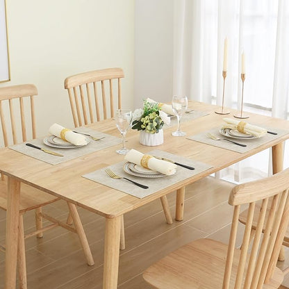 Homaxy Faux Leather Heat Resistant Placemats for Dining Table Set of 4, Waterproof Wipeable Washable PU Table Mats, Easy to Clean Anti-Slip Place Mats, 11.8" x 17", Beige