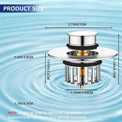 Bathtub Drain Stopper,Shower Drain Hair Catcher,Tub Stopper,2 in 1 Pop Up Tub Stopper & Shower Drain Hair Catcher Hair Drain Catcher for 1-1/2 to 1-3/4" Bath Drain Hole, Sliver