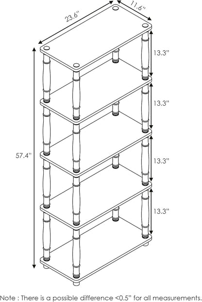 Furinno Turn-N-Tube 5-Tier Multipurpose Shelf / Display Rack / Storage Shelf / Bookshelf, Classic Tubes, Espresso/Black