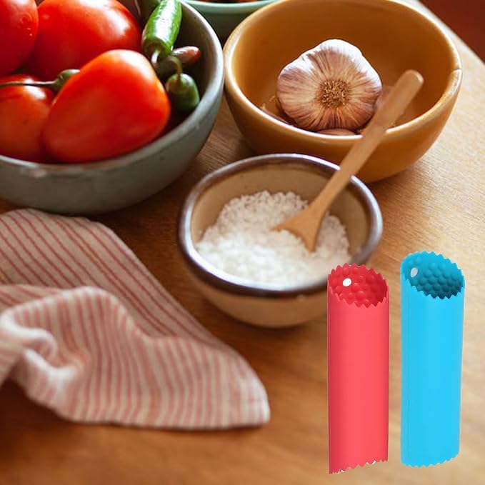 Garlic Peeler Set, 10 Pieces Silicone Garlic Roller Garlic Peeler Tube Easy Garlic Peeled Tool Skin Remover Roller Keeper Convenient for Kitchen Use