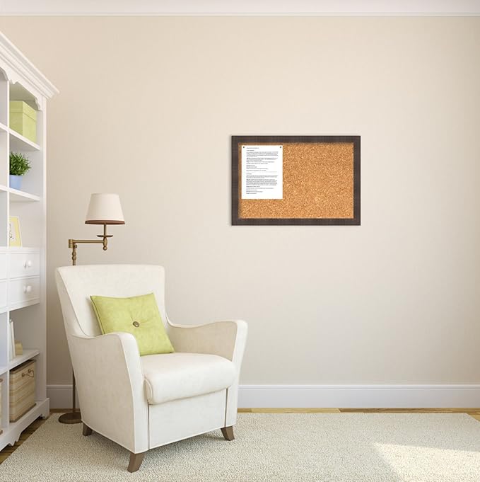 Amanti Art Natural Cork Board for Wall, 18x26 Vision Board with Brown Wood Frame, Medium Corkboard Office Decor for Home Organization, Rustic Farmhouse Corkboard Pinboard to display items for home