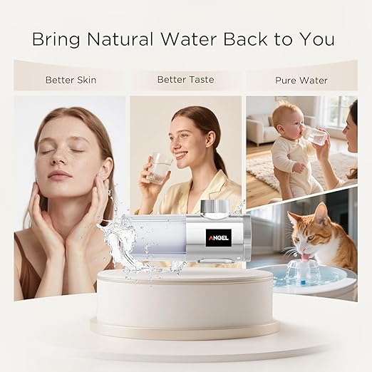 ANGEL UF60 Bathroom Sink Filter, 0.01μm Ultra Filtration for Skin Care & Hair Care, Water Filter for Sink Faucet, Reduces 99% Chlorine & Odors, Long-Lasting 350-Gallon Capacity, Softer Water
