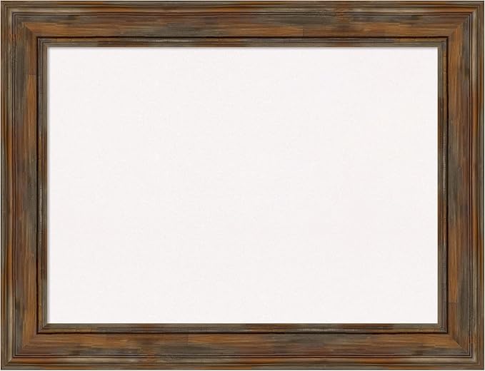 Amanti Art White Cork Board for Wall, 26x34 Vision Board with Brown Wood Frame, Medium Corkboard Office Decor for Home Organization, Rustic Farmhouse Corkboard Pinboard to display items for home