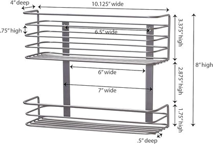 Household Essentials 1228-1 Double Basket Door Mount Cabinet Organizer | Mounts to Solid Cabinet Doors or Wall