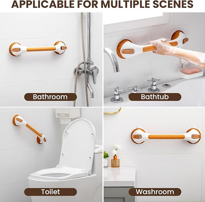 TAILI Grab Bars for Bathtubs and Showers 2 Pack Suction Grab Bar, Heavy Duty Shower Handle Removable Bath Handrails for Seniors and Elderly, Bathroom Safety Grip No Drilling Waterproof,Wood Grain