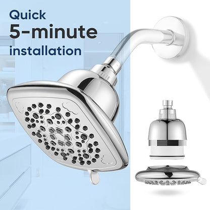 Cobbe Filtered Shower Head, 7 Modes High Pressure Shower Heads - 16 Stage Shower Head Filter for Hard Water for Remove Chlorine and Harmful Substances (Luxury Polished Chrome, 6 Inch Square)